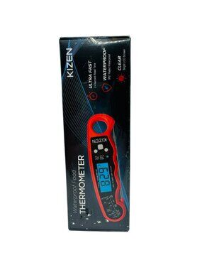 Waterproof Food Thermometer With Ultra-Fast Read Time & Bright LED Display Red
